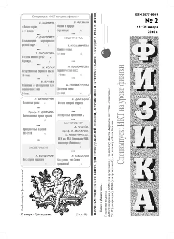 Обложка: Физика. 2010. № 2